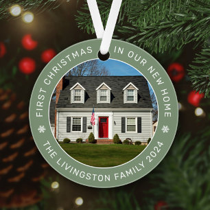 Muted Sage Circle First Christmas New Home Ornament