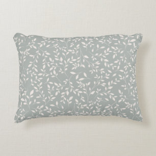 Muted Sage Green and Cream Botanical Vine Pattern Accent Pillow