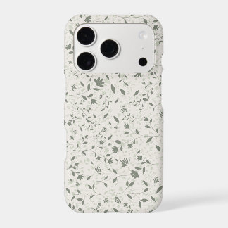 Muted Sage Green Floral Botanical Pattern on Light