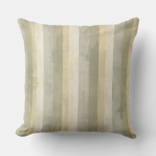 Muted Sage Green Grey Yellow Modern Rustic Stripe Throw Pillow