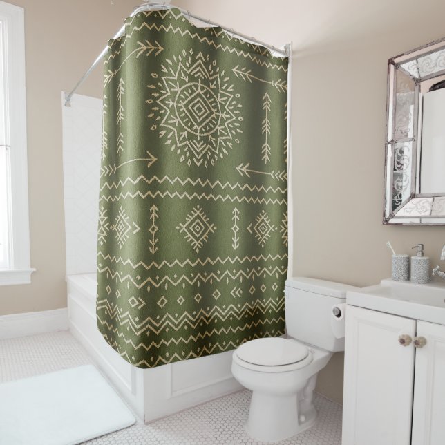 Muted Sage Green Shower Curtain (In Situ)
