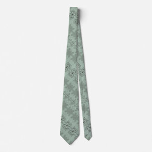 Muted Sage Green Slate Gray Soft Pastel Pattern Tie