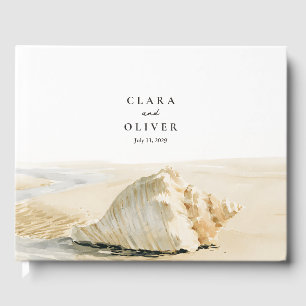 Muted Sand Cream Shell Outer Banks Coast Wedding Guest Book