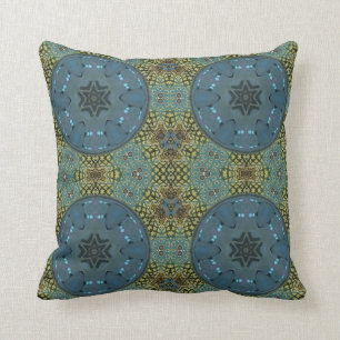 Muted Shades of Blue and Sage Green Throw Pillow