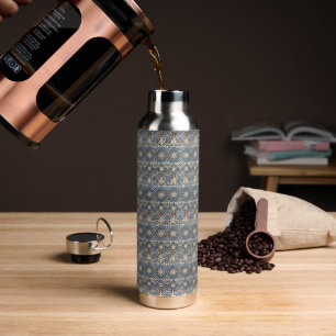 Muted Shades of Grey Mud Cloth Style Water Bottle