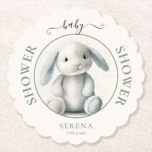 Muted Stuffed Bunny BABY SHOWER Paper Coaster