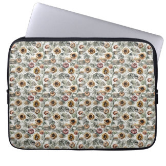 Muted Sunflowers and Pumpkins – Soft Neutral Autum Laptop Sleeve