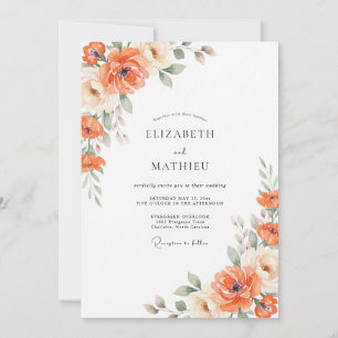 Muted Terracotta Dahlia Wedding Invitation