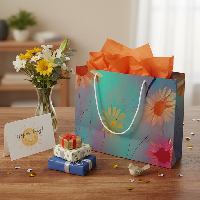 Muted tones abstract sunflowers  large gift bag (Creator Uploaded)