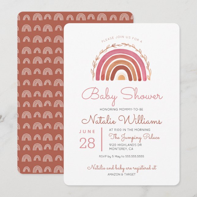 Muted Tones Boho Rainbow Baby Shower Invitation (Front/Back)