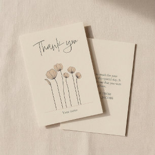 Muted tones bridal shower thank you card