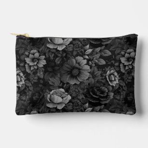 Muted Tones of Grey Floral  Accessory Pouch