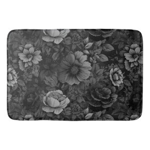Muted Tones of Grey Floral  Bath Mat