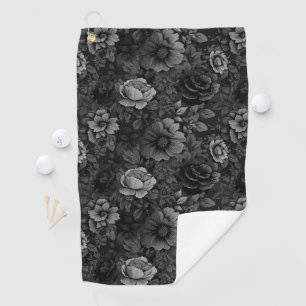 Muted Tones of Grey Floral  Golf Towel