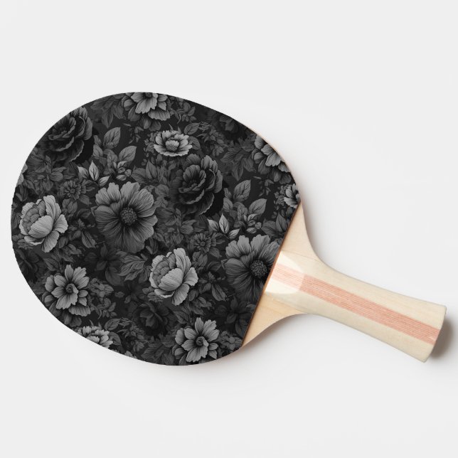 Muted Tones of Grey Floral  Ping Pong Paddle (Back Side)