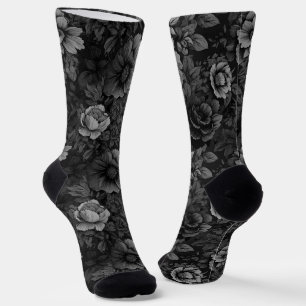 Muted Tones of Grey Floral  Socks