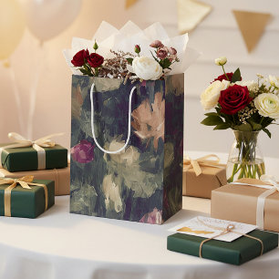 Muted tones vintage floral medium gift bag