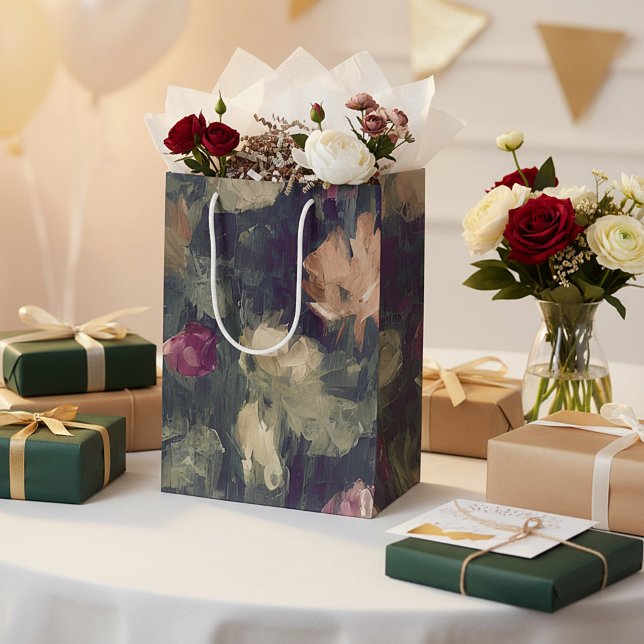 Muted tones vintage floral medium gift bag (Creator Uploaded)