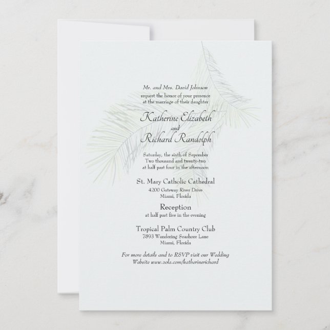 Muted Tropical Soft Tone 2 Venue Wedding Website Invitation (Front)
