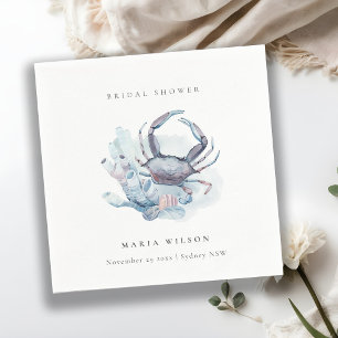 Muted Underwater Crab Coral Nautical Bridal Shower Napkin