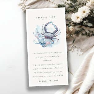 Muted Underwater Crab Coral Nautical Wedding Thank You Card