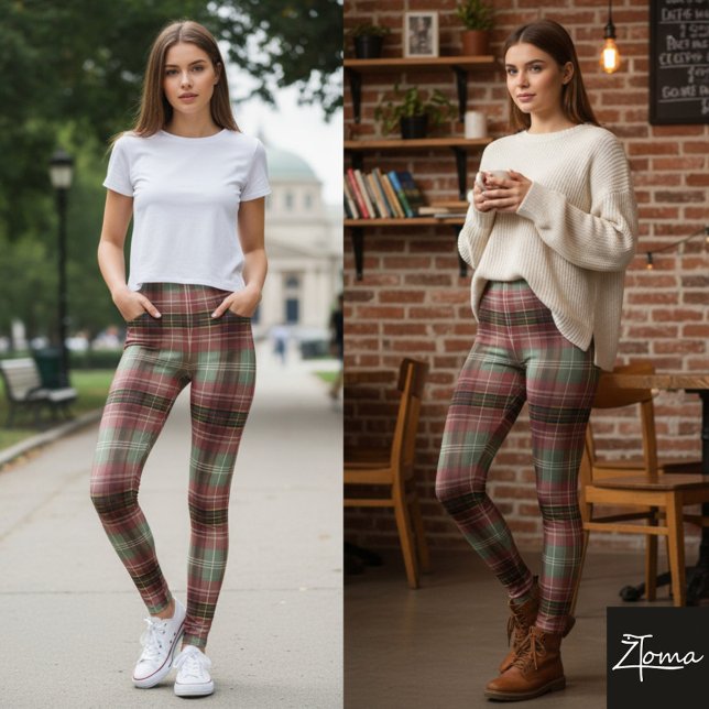 Muted Vertical Shadow Plaid Tartan Blur Leggings (Creator Uploaded)