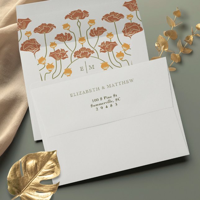 Muted Vintage Floral Wedding Art Nouveau Envelope (Creator Uploaded)