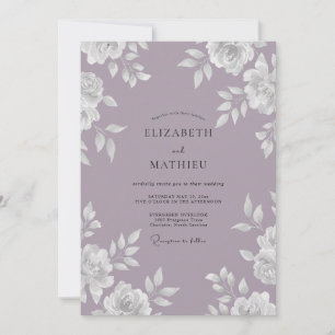 Muted Vintage Mauve Peony Wedding Invitation