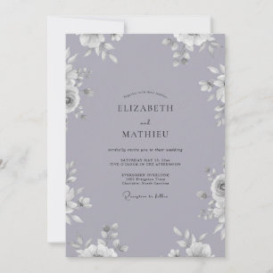Muted Violet Petal Wedding Invitation