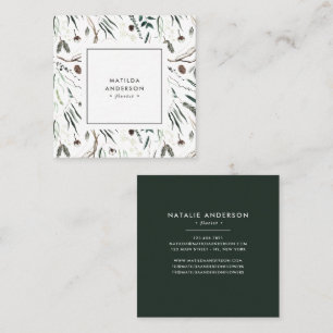 Muted watercolor floral modern elegant stylish squ square business card