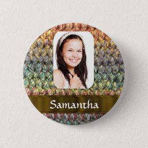 Muticolored wool photo template 2 inch round button