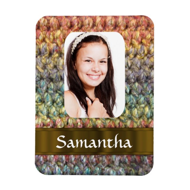 Muticolored wool photo template magnet (Vertical)