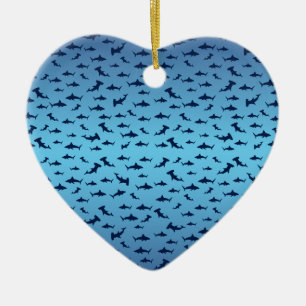 Mutilple Hammer Head Sharks Ceramic Ornament