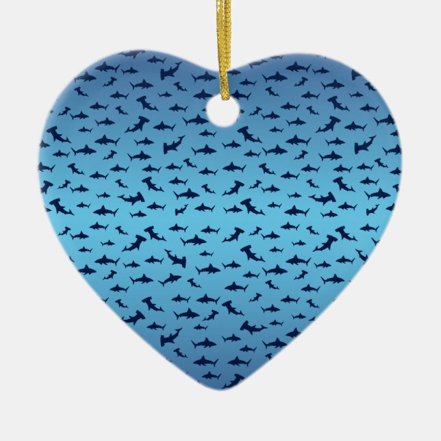 Mutilple Hammer Head Sharks Ceramic Ornament (Front)