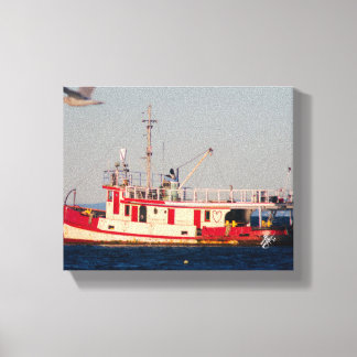 Mutiny Bay Tugboat Flying Bird Photography Canvas Print