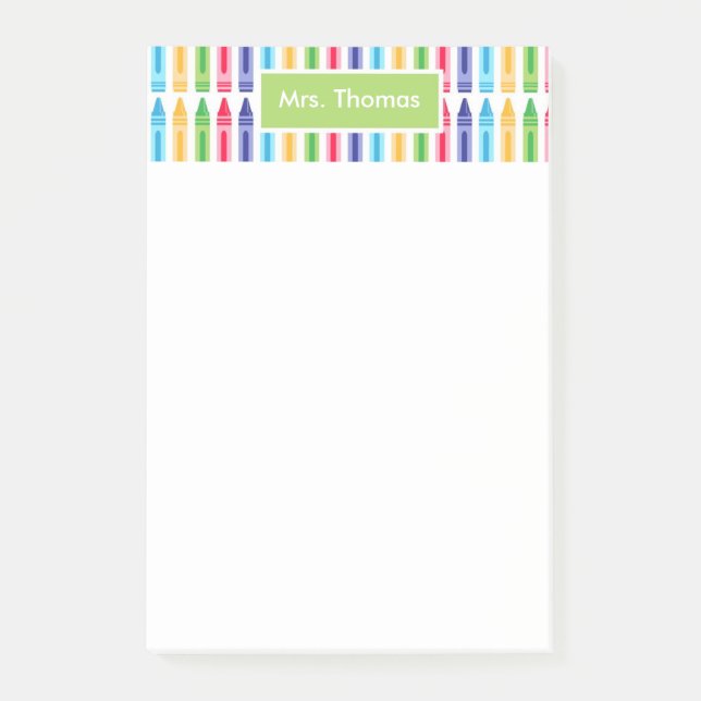 Mutli Coloured Crayons Personalized Post-It Notes (Front)