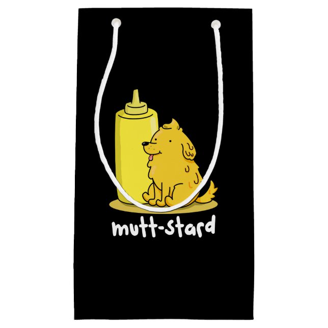 Mutt-stard Funny Doggy Mustard Pun Dark BG Small Gift Bag (Front)