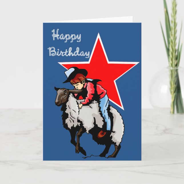 Mutton Bustin Birthday Card (Front)