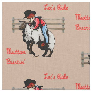 Mutton Bustin' Cowboy Rodeo Print Fabric