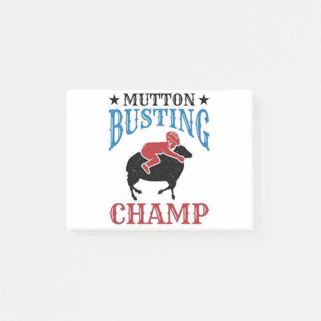 Mutton Busting Champ Sheep Riding Post-it Notes (Front)