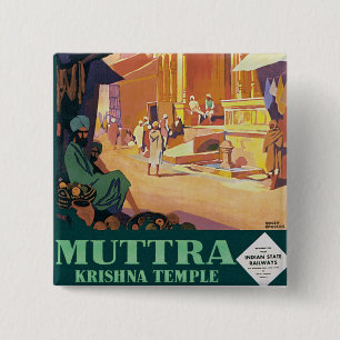 Muttra ~ Krishna Temple 2 Inch Square Button