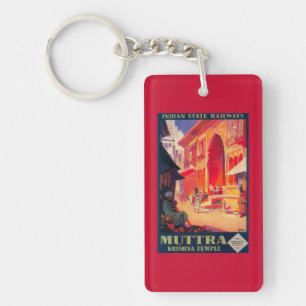 Muttra Krishna Temple Travel Poster Keychain