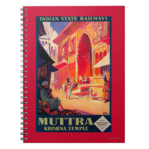 Muttra Krishna Temple Travel Poster Notebook