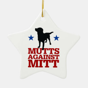 Mutts Against Mitt Ceramic Ornament
