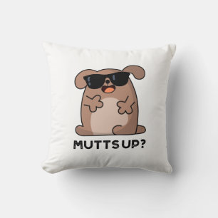 Mutts Up Funny Doggie Pun Throw Pillow