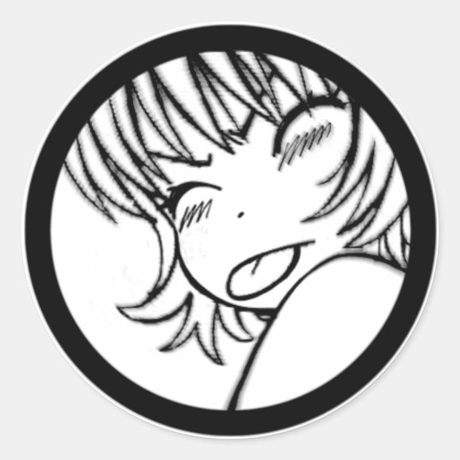 muuhh - cute anime - kawaii >_< classic round sticker (Front)