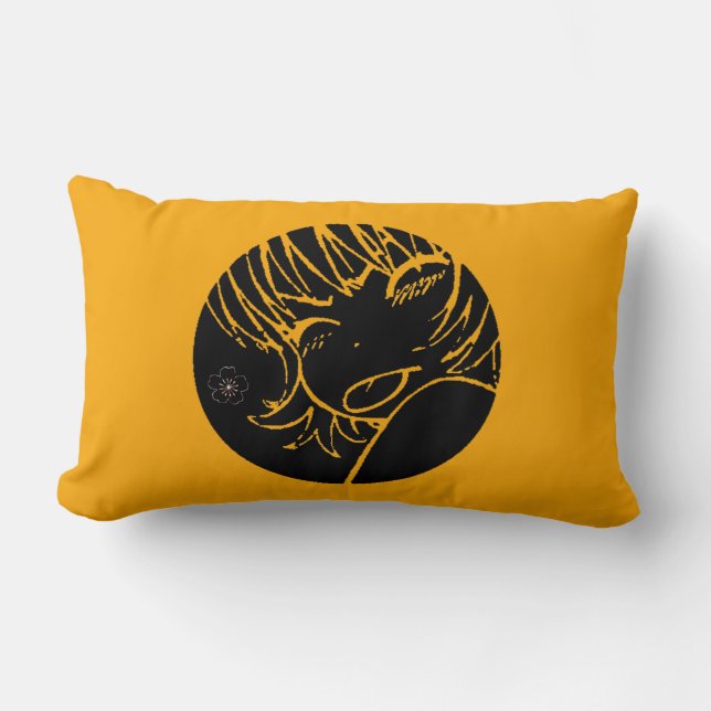 muuhh - cute anime waifu - kawaii >_< sakura lumbar pillow (Front)