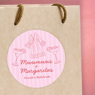 Muumuus & Margaritas Pink & Red Bachelorette Classic Round Sticker