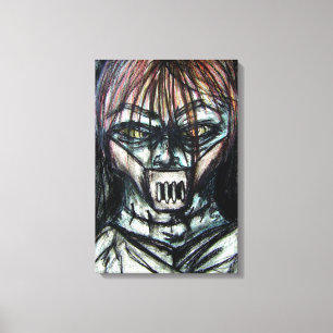 Muzzled Patient in Straitjacket Charcoal Art Canvas Print