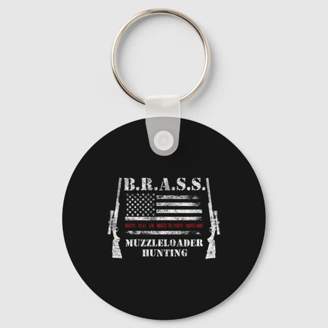 Muzzleloader Accessories Rifles Usa Flag Deer Fire Keychain (Front)